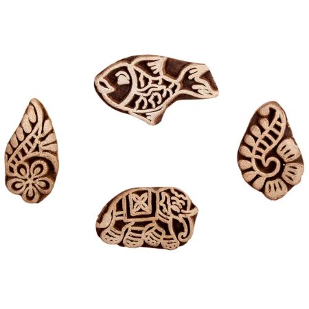 Set of 4 Piece New Mix Wooden Printing Block